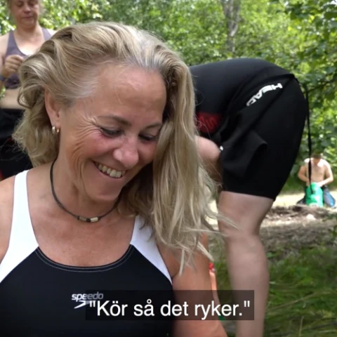Susanne Nordqvist, deltagare i Min Klassiker, förbereder sig inför Vansbrosimningen.